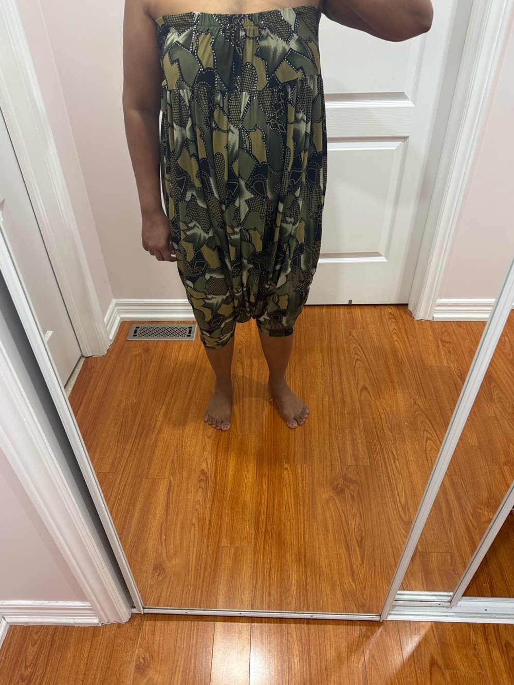 Green Patterned Women's Elastic Waist Skirt/Dress